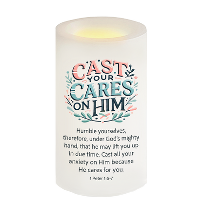 Cast Your Cares Bible Verse Candle