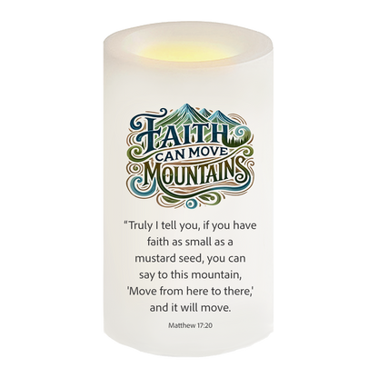 Faith Can Move Mountains Bible Verse Candle