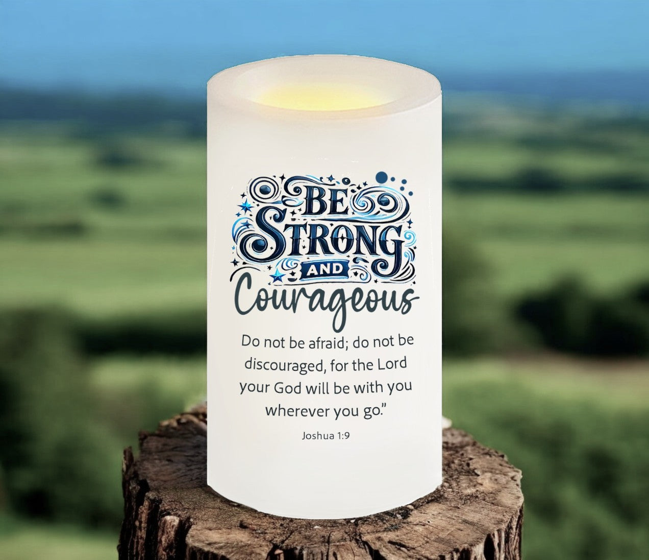 Be Strong Bible Verse Candle