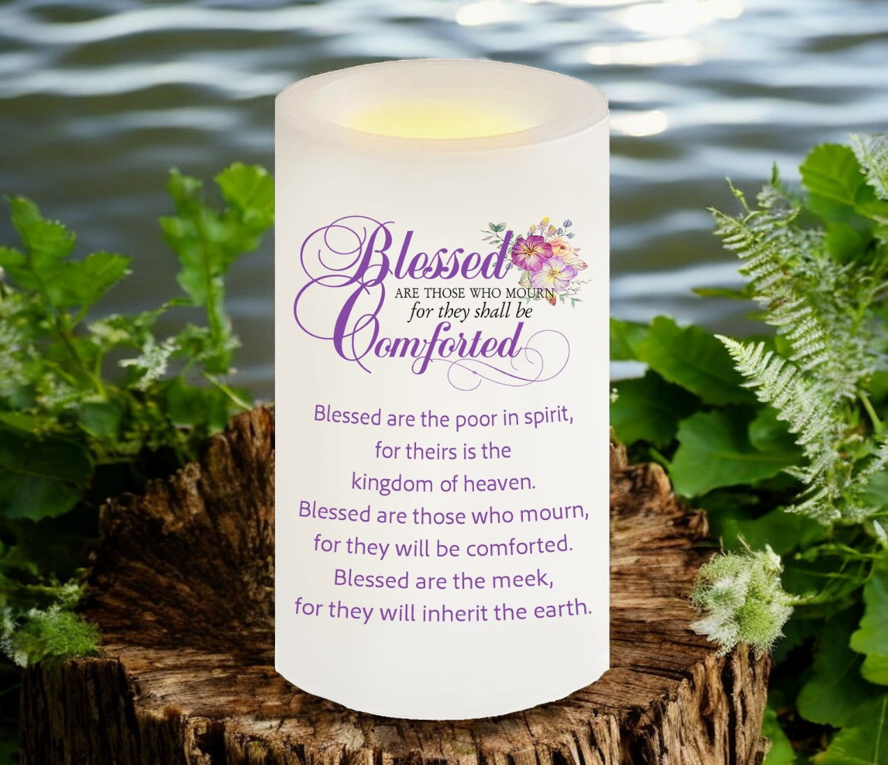 Blessed Mourn Bible Verse Candle