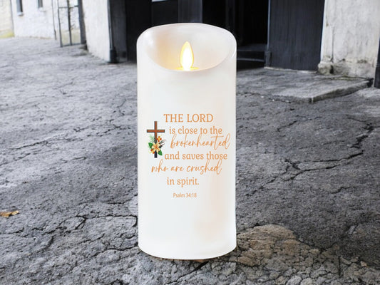 Close To Brokenhearted Bible Verse Dancing Wick Candle