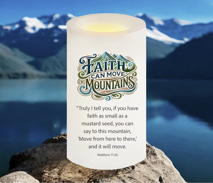 Faith Can Move Mountains Bible Verse Candle