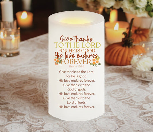 Give Thanks Bible Verse Candle