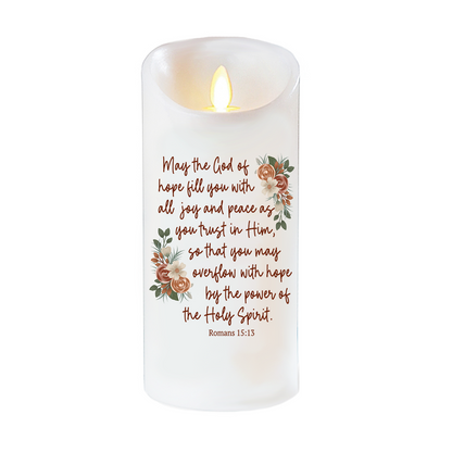 Joy and Peace Bible Verse Dancing Wick LED Candle