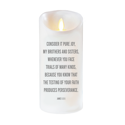 Perseverence Bible Verse Dancing Wick LED Candle