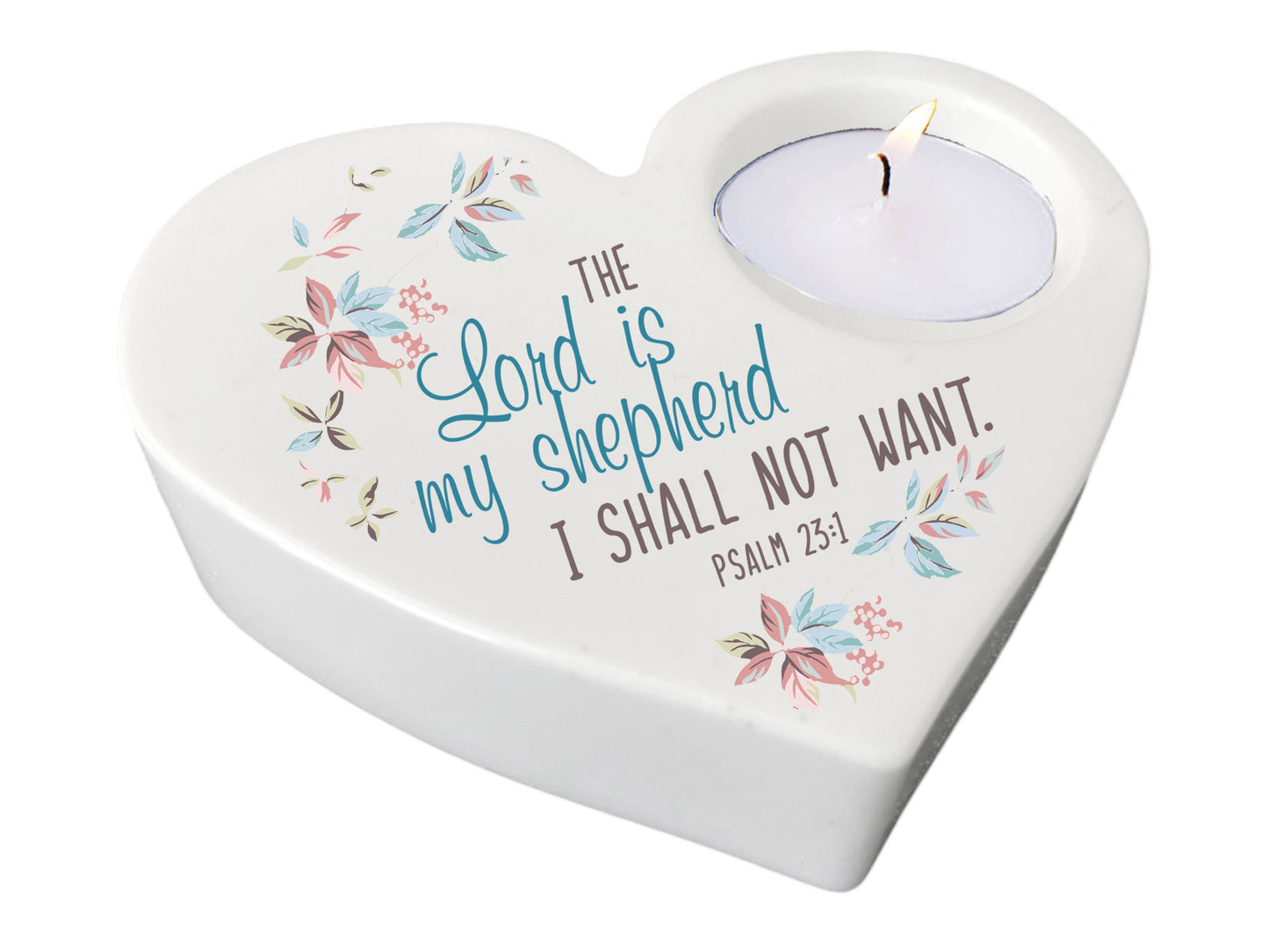 My Shepherd Bible Verse Heart Tea Light Candle Holder