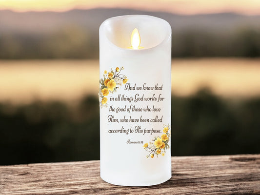 Work Together Bible Verse Dancing Wick LED Candle